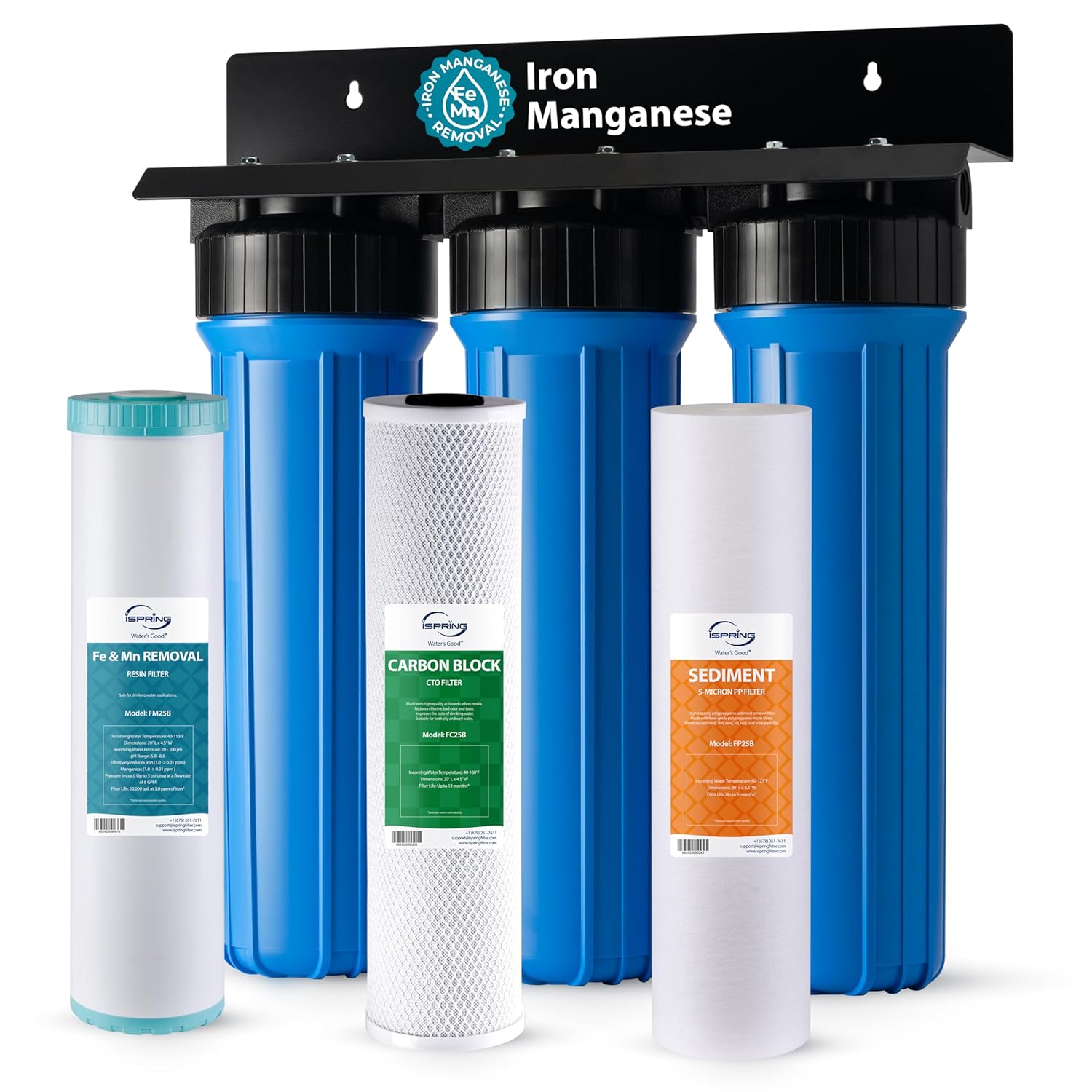 iSpring WGB32BM whole house iron filter 3-stage